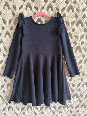 Pippa & Julie Girls Navy Sparkle Ruffle Dress 3T